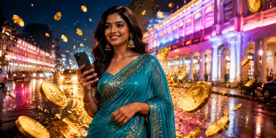 Busy Delhi Connaught Place with mobile casino players