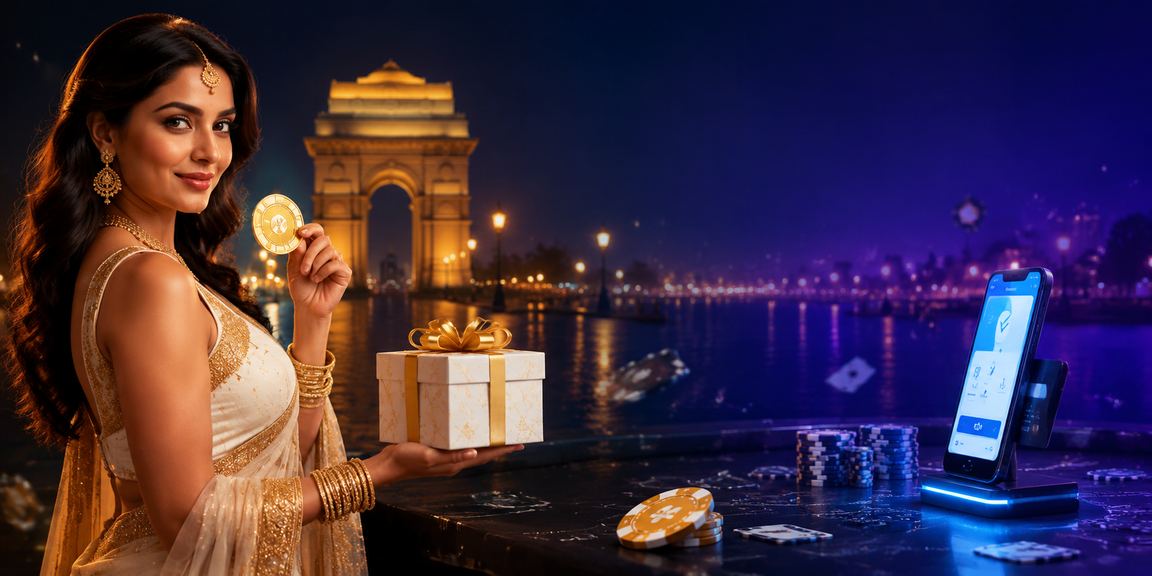 Evening view of India Gate with casino game element